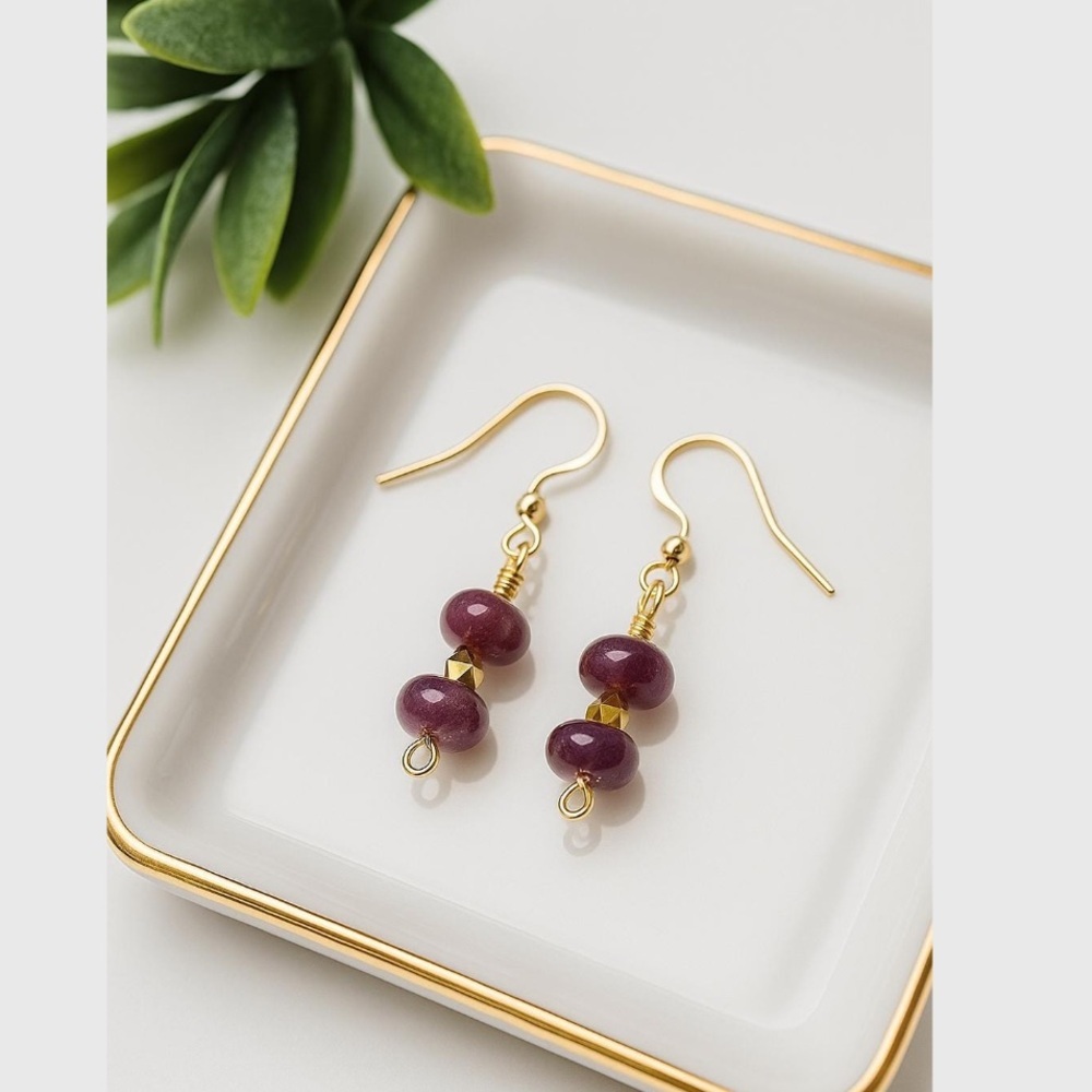 Purple Jade Dangle Earrings, Handmade Minimalist Hypoallergenic Jewelry